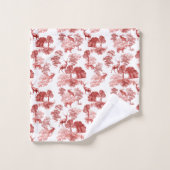 Elegant  Red French Toile Deer Bad Handdoek (Wasdoekje)