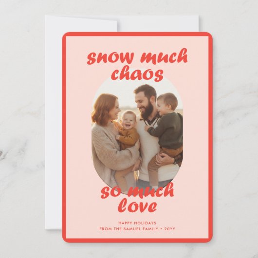 Elegant Red Funny Family Kids Photo Christmas Feestdagenkaart (Voorkant)