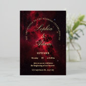 Elegant Red Galaxy Wedding Invitation Folie Uitnodiging (Staand Voorkant)