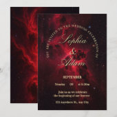 Elegant Red Galaxy Wedding Invitation Kaart (Voorkant / Achterkant)