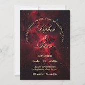 Elegant Red Galaxy Wedding Invitation Save The Date (Voorkant)