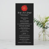 Elegant Red Gerber Daisy Wedding Programme Kaart (Staand voorkant)