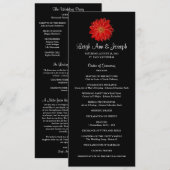 Elegant Red Gerber Daisy Wedding Programme Kaart (Voorkant / Achterkant)