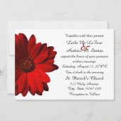 Elegant Red Gerbera Daisy Wedding Invitation Kaart (Voorkant)
