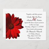 Elegant Red Gerbera Daisy Wedding Invitation Kaart (Voorkant / Achterkant)