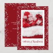 Elegant Red Gifts Snow Merry-kerstkaarten Feestdagenkaart (Voorkant / Achterkant)