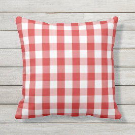 Elegant Red Gingham Pattern Buitenkussen