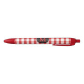 Elegant Red Gingham Pattern gepersonaliseerd Monog Rode Inkt Pen (Bodem)