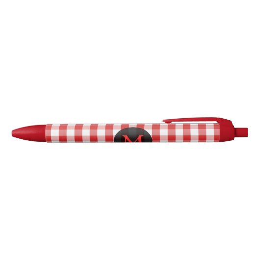 Elegant Red Gingham Pattern gepersonaliseerd Monog Rode Inkt Pen (Bovenkant)