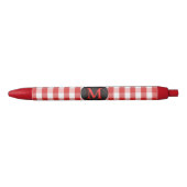 Elegant Red Gingham Pattern gepersonaliseerd Monog Rode Inkt Pen (Voorkant)