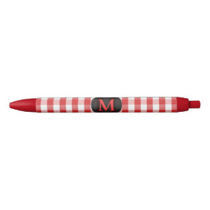 Elegant Red Gingham Pattern gepersonaliseerd Monog Rode Inkt Pen