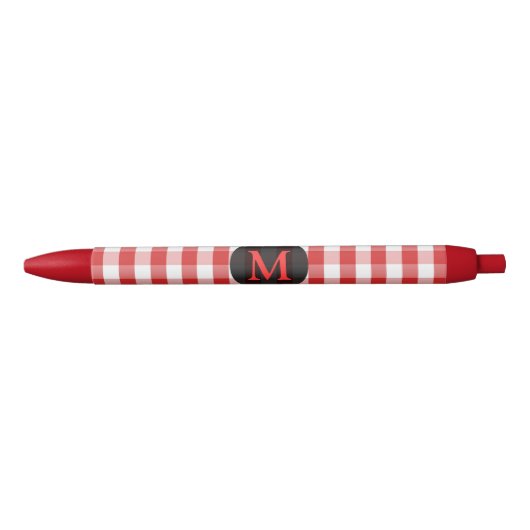 Elegant Red Gingham Pattern gepersonaliseerd Monog Rode Inkt Pen (Voorkant)