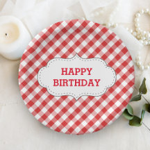 Elegant Red Gingham Pattern gepersonaliseerd op za