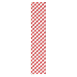 Elegant Red Gingham Pattern Korte Tafelloper