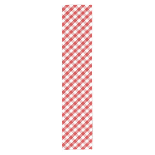 Elegant Red Gingham Pattern Korte Tafelloper (Voorkant)