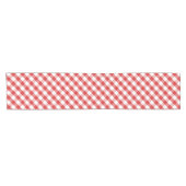Elegant Red Gingham Pattern Korte Tafelloper (Horizontaal)