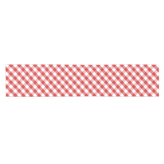 Elegant Red Gingham Pattern Korte Tafelloper (Horizontaal)