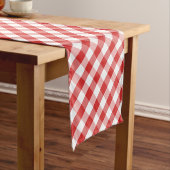 Elegant Red Gingham Pattern Korte Tafelloper (Voorbeeld)