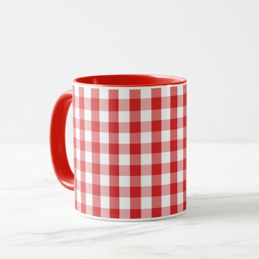 Elegant Red Gingham Pattern Mok (Voorkant links)