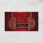 Elegant Red Glitter Bokeh, Muzieknoten hoofdtelefo Visitekaartje (Voorkant)