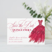 Elegant Red Glitter Chic Dress Quinceanera Save The Date (Staand voorkant)