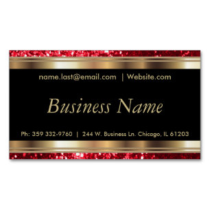 Elegant Red Glitter en Black en Gold Visitekaartje Magneet