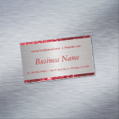 Elegant Red Glitter en Brush Silver Steel Magnetisch Visitekaartje (Voorbeeld)