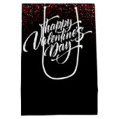 Elegant Red Glitter Fade Happy Valentine’s Day Medium Cadeauzakje (Achterkant)