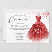 Elegant Red Glitter Gown Quinceanera Kaart (Voorkant)