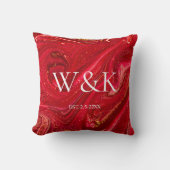 Elegant Red Glitter Initial Wedding Couple  Kussen (Voorkant)
