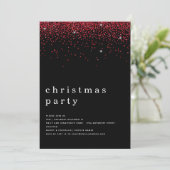 Elegant Red Glitter Kerstfeest Black Kaart (Staand voorkant)