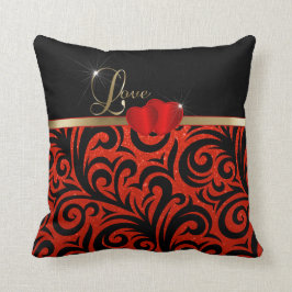Elegant Red Glitter Love Kussen
