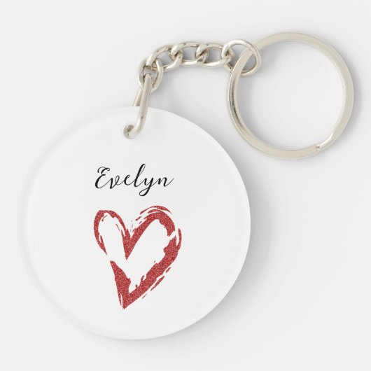 Elegant Red Glitter Name Acryllic Sleutelhanger (Achterkant)