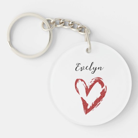 Elegant Red Glitter Name Acryllic Sleutelhanger (Voorkant)