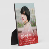 Elegant Red Glitter Ombre Girly Foto Afstuderen Fotoplaat (Zijkant)