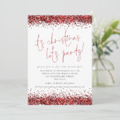 Elegant Red Glitter over kerstfeest Kaart (Staand voorkant)