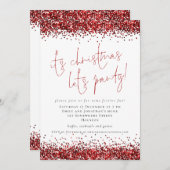 Elegant Red Glitter over kerstfeest Kaart (Voorkant / Achterkant)