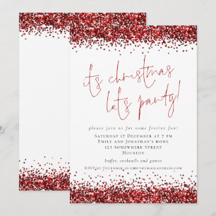 Elegant Red Glitter over kerstfeest Kaart