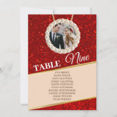 Elegant Red Glitter Photo Seating Chart Kaart