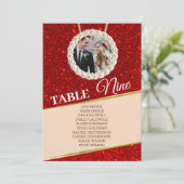 Elegant Red Glitter Photo Seating Chart Kaart