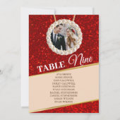 Elegant Red Glitter Photo Seating Chart Kaart