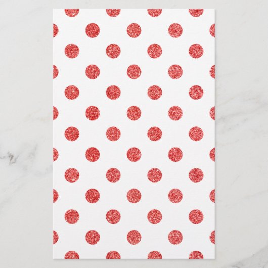 Elegant Red Glitter Polka Dots Pattern Briefpapier (Voorkant)