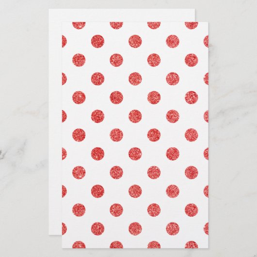 Elegant Red Glitter Polka Dots Pattern Briefpapier (Voorkant / Achterkant)