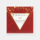 Elegant Red Glitter Wedding Cocktail Napkin Servet (Voorkant)