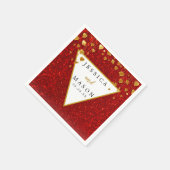 Elegant Red Glitter Wedding Cocktail Napkin Servet (Hoek)