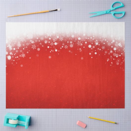 Elegant Red Glitter White Snowflakes kerst Tissuepapier (Craft)