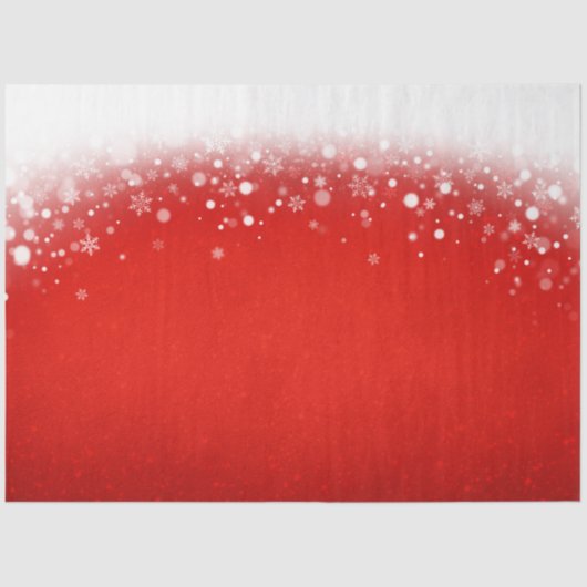 Elegant Red Glitter White Snowflakes kerst Tissuepapier (Voorkant)