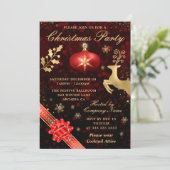 Elegant Red & Gold Bauble & Ribbon-kerstfeest Kaart (Staand voorkant)