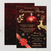 Elegant Red & Gold Bauble & Ribbon-kerstfeest Kaart (Voorkant / Achterkant)