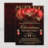 Elegant Red & Gold Baubles kerstfeest Kaart (Voorkant / Achterkant)